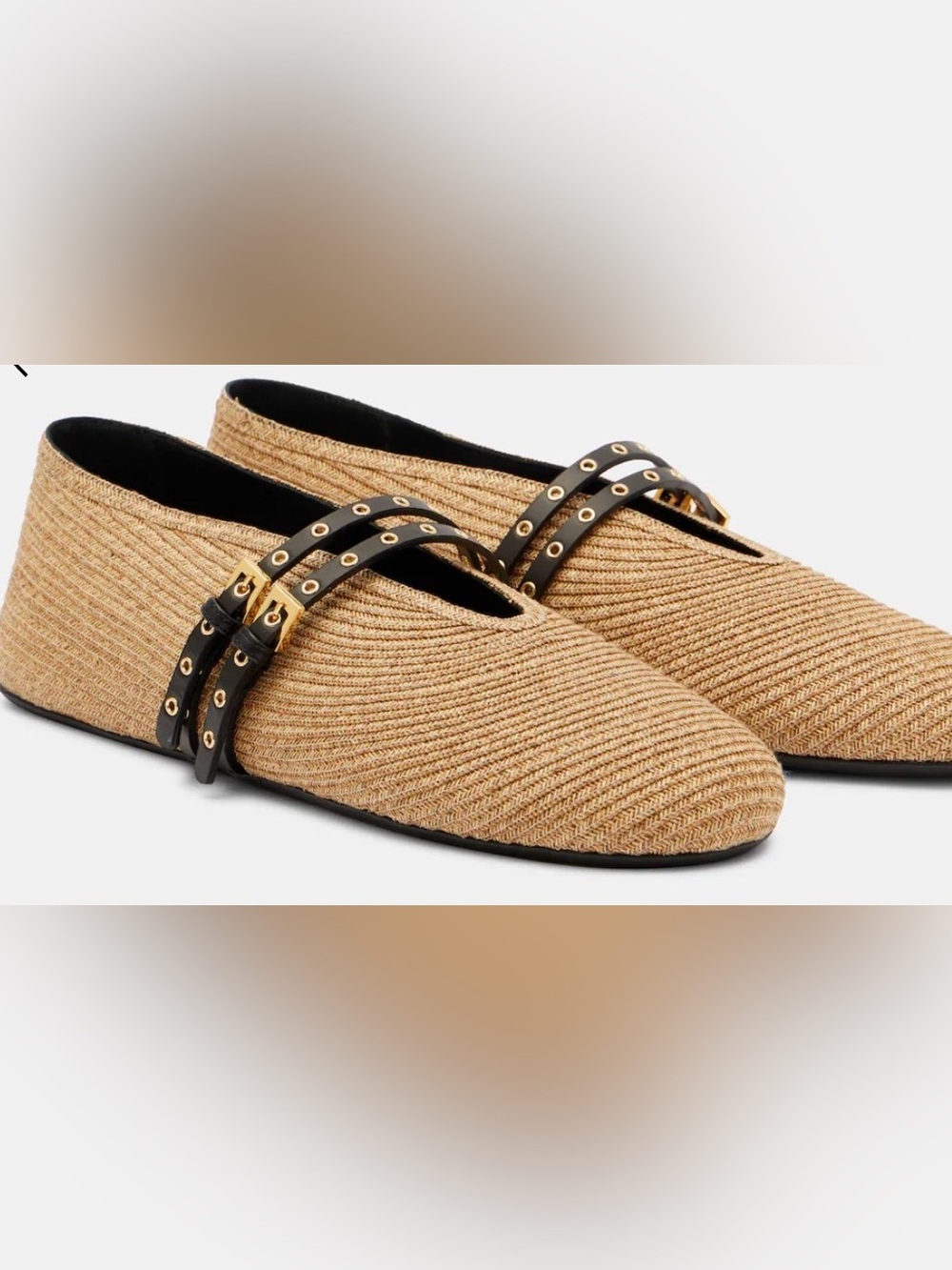Mary Jane Ballerina Flats Featuring twin straps w/gold-tone hardware - Size 37